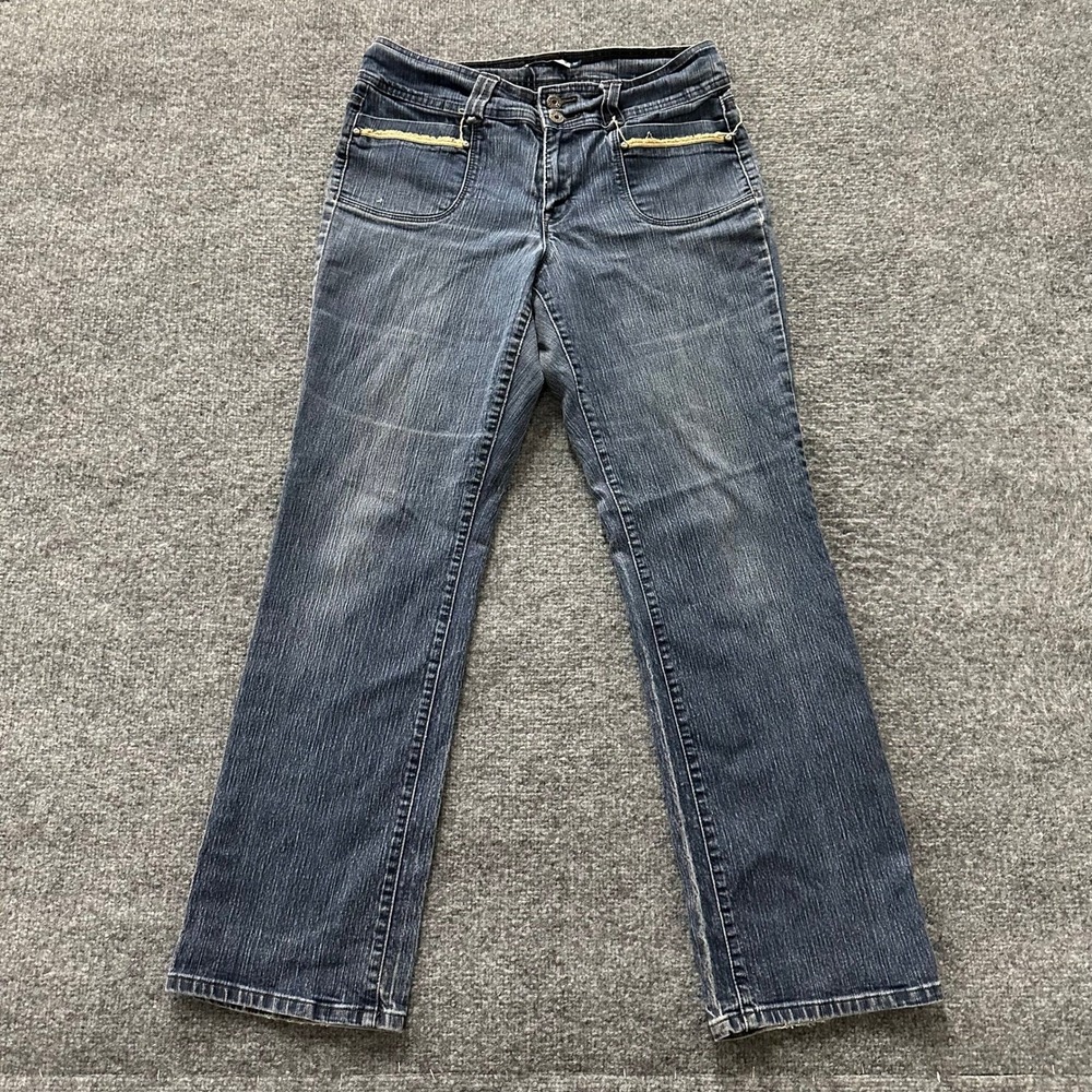 Bandolino Blu Jeans Womens Size 12 Blue Bootcut Stretch Raw Edge Pocket Casual